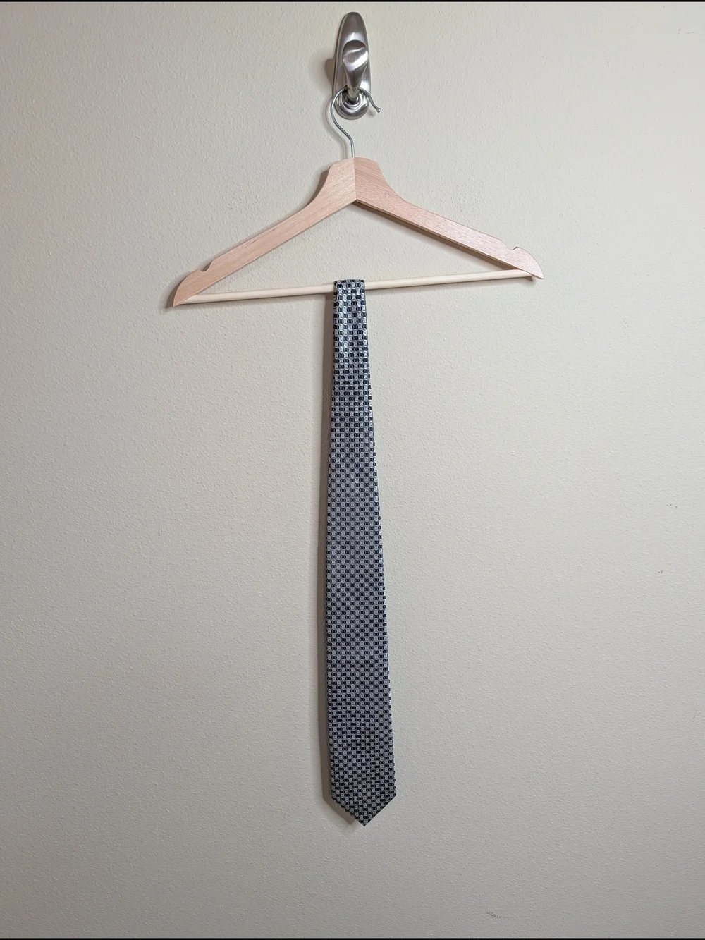 Giorgio Brutini Collezione Necktie Black Silver Geometric Jacquard Woven Dress T